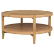 Camilia Coffee Table-1 Shelf-Round Maple Brown Solid Wood-36 Inch