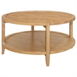 Camilia Coffee Table-1 Shelf-Round Maple Brown Solid Wood-36 Inch
