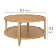 Camilia Coffee Table-1 Shelf-Round Maple Brown Solid Wood-36 Inch