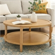 Camilia Coffee Table-1 Shelf-Round Maple Brown Solid Wood-36 Inch