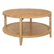 Camilia Coffee Table-1 Shelf-Round Maple Brown Solid Wood-36 Inch