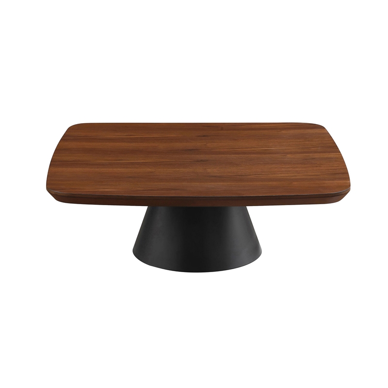Eliana 2pc Coffee Table Set-Walnut Brown-Black Metal Frame