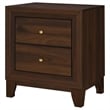 Yels Nightstand with 2 Drawers-Gold Metal Knobs-Walnut Brown