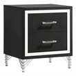 Jenny Nightstand-24 Inch 2 Drawers and Chrome Accents-Modern Black