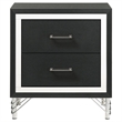 Jenny Nightstand-24 Inch 2 Drawers and Chrome Accents-Modern Black