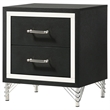 Jenny Nightstand-24 Inch 2 Drawers and Chrome Accents-Modern Black