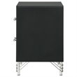 Jenny Nightstand-24 Inch 2 Drawers and Chrome Accents-Modern Black