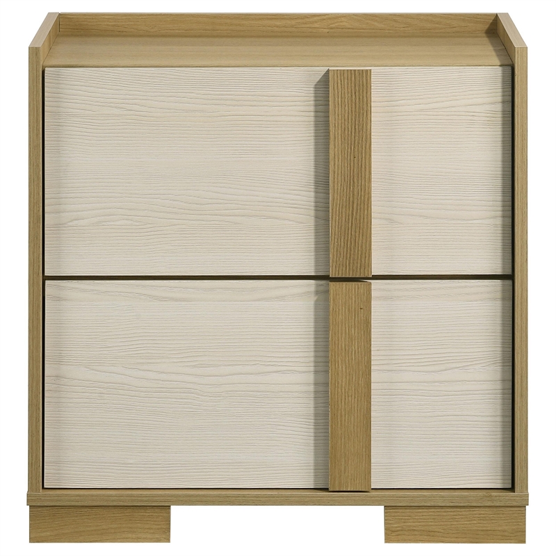 Hyle Nightstand-2 Drawers-24 Inch Modern Natural Brown and White