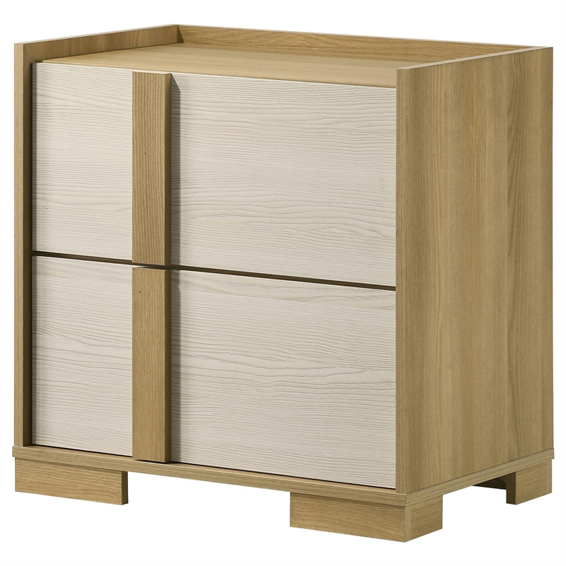 Hyle Nightstand-2 Drawers-24 Inch Modern Natural Brown and White
