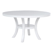 Judy Round Dining Table with Shelf and Flared Legs-White Wood 54 Inch