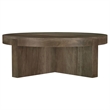 Kinaj Coffee Table-Dark Brown Solid Mango Wood-Round 38 Inch Top