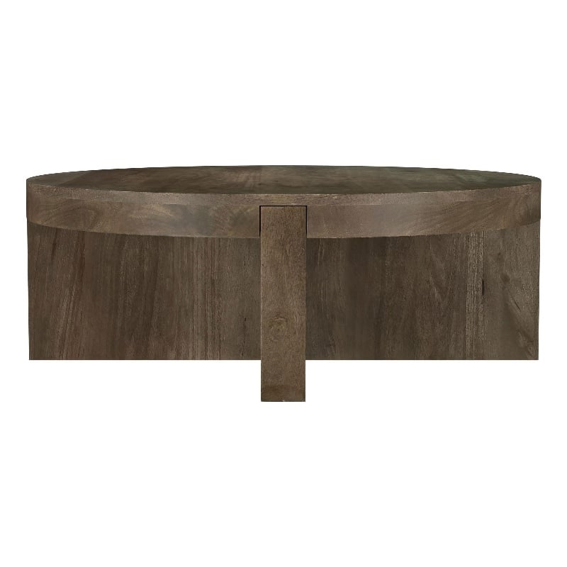 Kinaj Coffee Table-Dark Brown Solid Mango Wood-Round 38 Inch Top