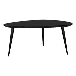 Deso Coffee Table-39 Inch Triangular Black Mango Wood-Metal Legs
