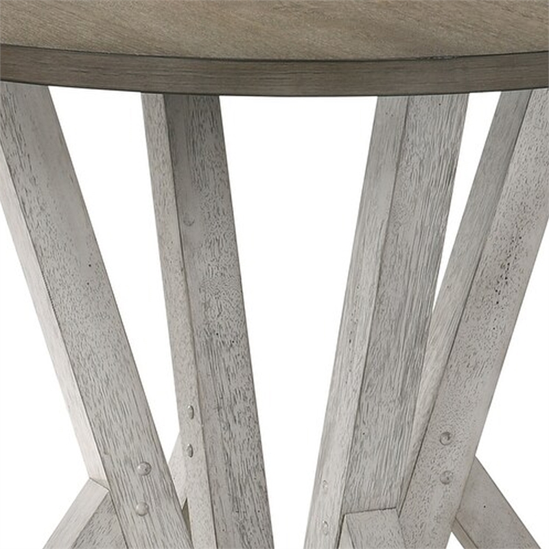 Koe Counter Height Table-48 Inch Brown Round Top-White Pedestal Base