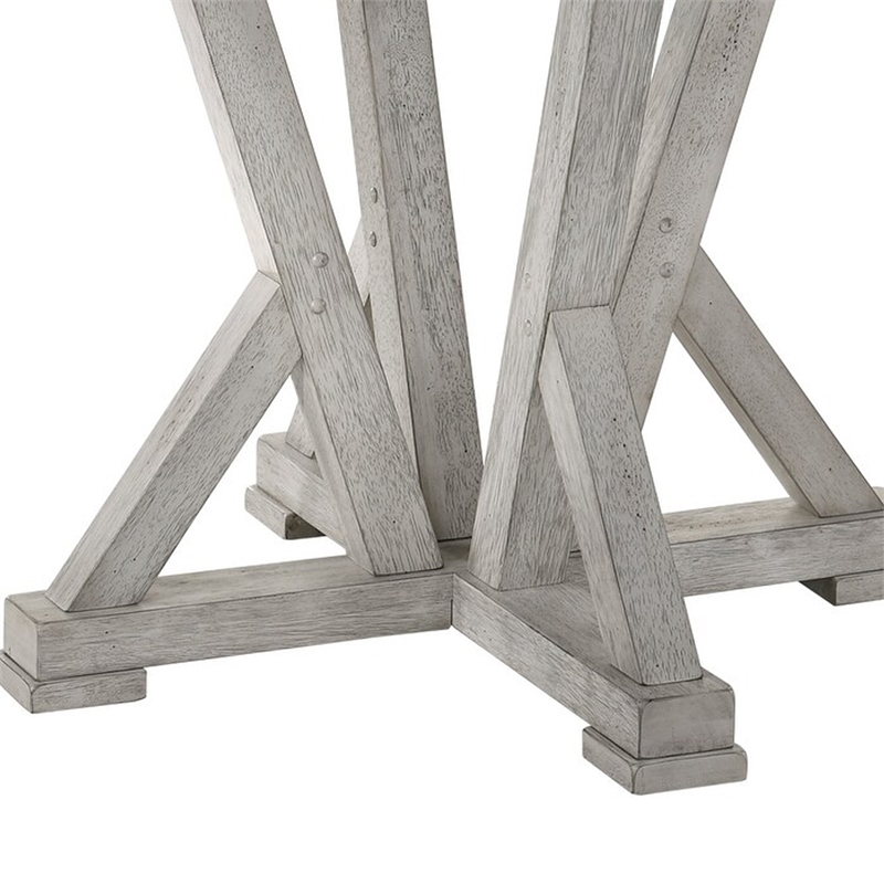 Koe Counter Height Table-48 Inch Brown Round Top-White Pedestal Base