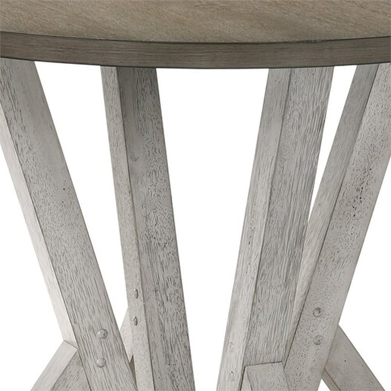 Koe Counter Height Table-48 Inch Brown Round Top-White Pedestal Base