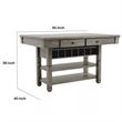 Yani Counter Height Table-60 Inch Rectangular Top-Gray Solid Wood