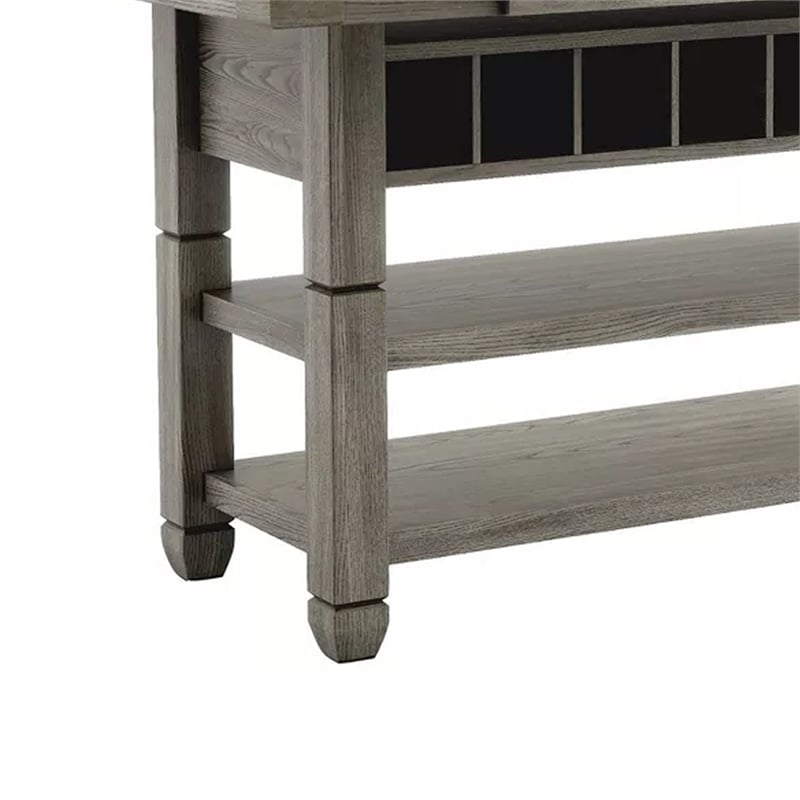 Yani Counter Height Table-60 Inch Rectangular Top-Gray Solid Wood