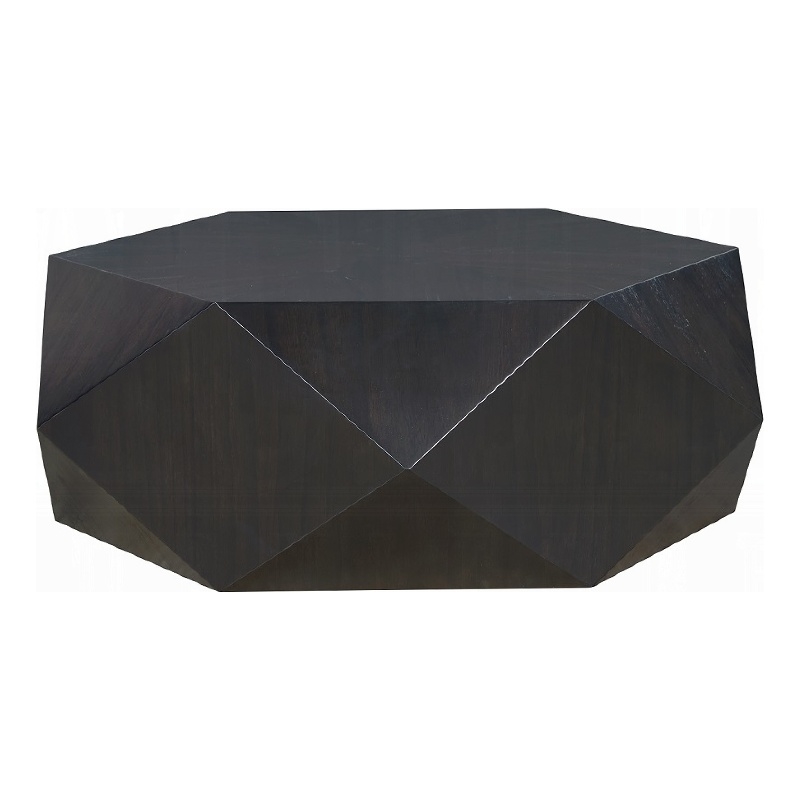 Hano Coffee Table-Black Rubberwood-50 Inch-Modern Geometric Body