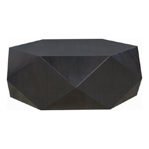 Hano Coffee Table-Black Rubberwood-50 Inch-Modern Geometric Body