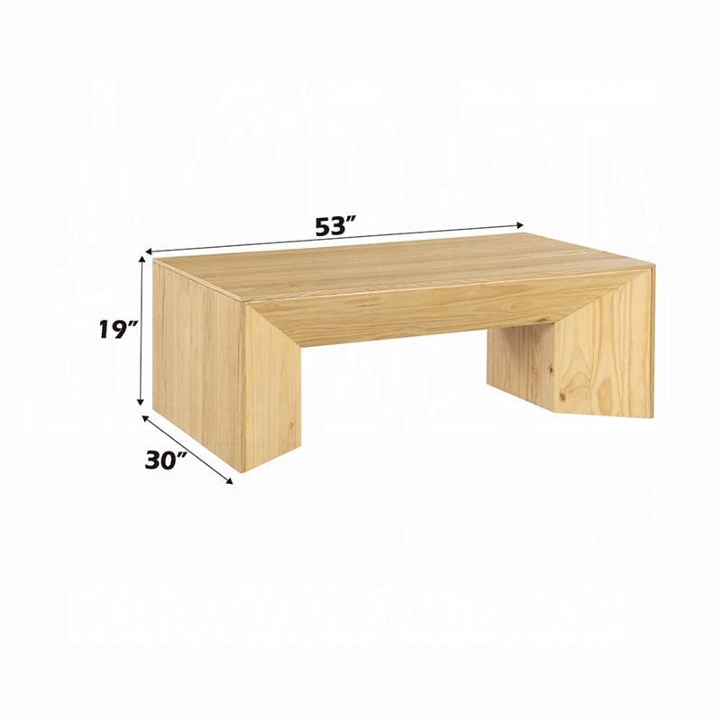 Arnold Coffee Table-Natural Brown Wood Frame-Rectangular 53 Inch