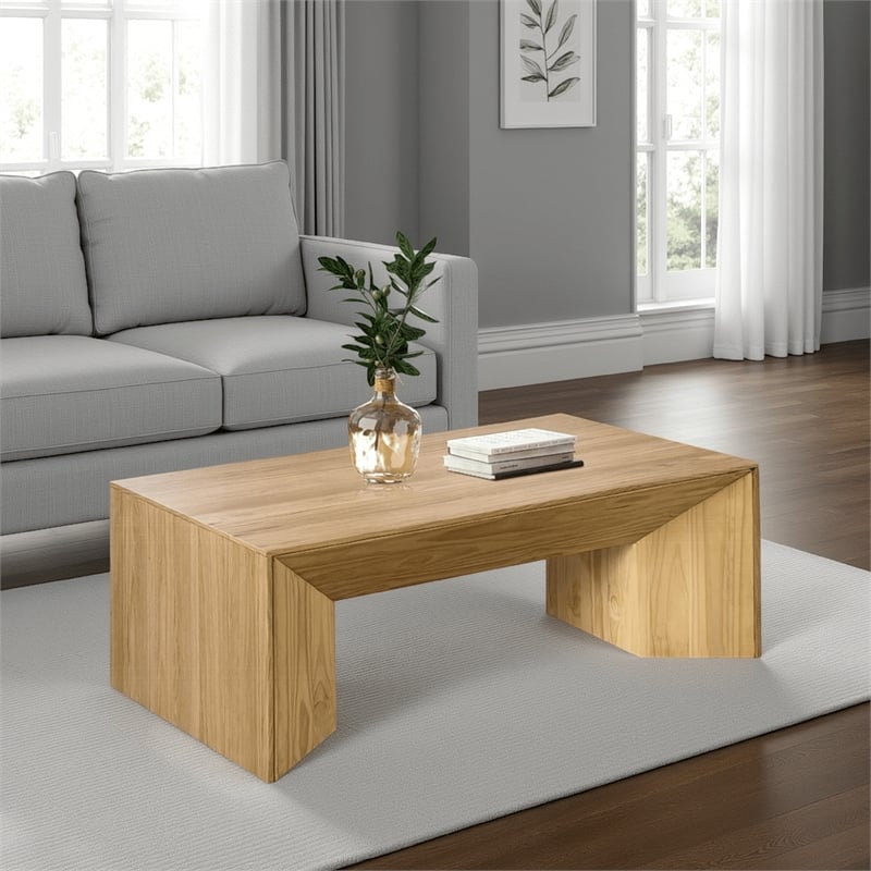 Arnold Coffee Table-Natural Brown Wood Frame-Rectangular 53 Inch