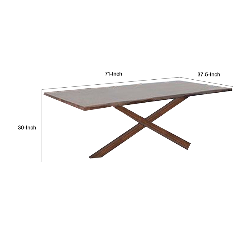 Vyva Dining Table-Triple Cut Live Edge-Walnut Brown Wood-71 Inch