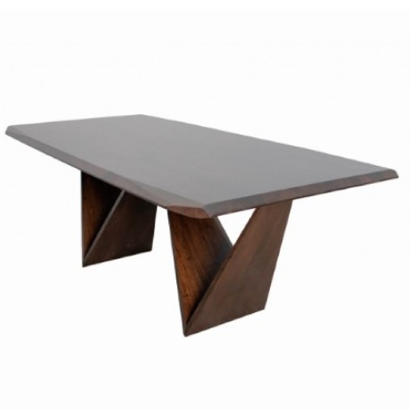 Rumy Dining Table-Diamond Profile Edges-Brown Solid Wood-83 Inch
