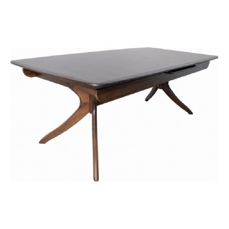 Viki 82-102 Inch Dining Table-Curved Legs Extendable Brown Solid Wood