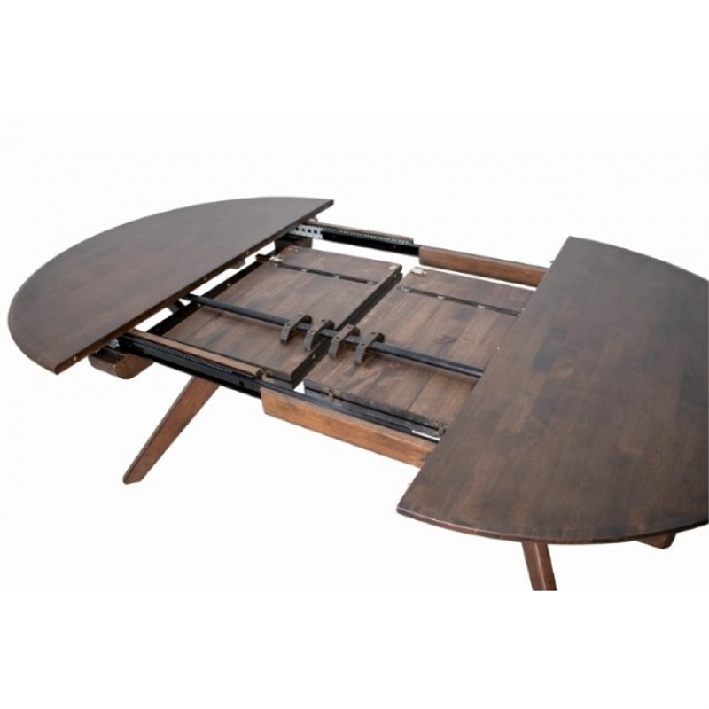 Mikie 47-79 Inch Dining Table-Extendable Brown Full Solid Wood Top