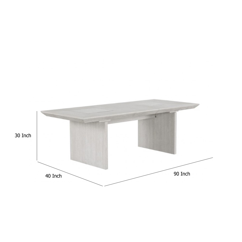 Diaz 72-90 Inch Extendable Dining Table-Glass and Light Gray Wood