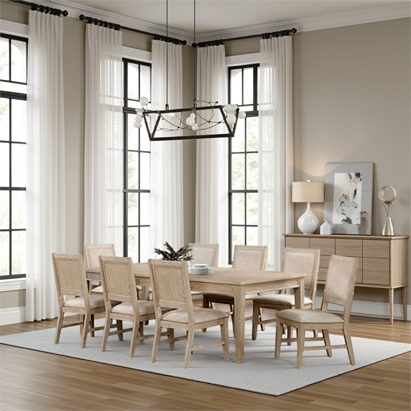 Rozie 72-90 Inch Extendable Dining Table-Farmhouse Light Oak Brown
