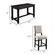 Bega 5pc Counter Height Table and Chair Set-Ivory Upholstery-Black