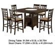 Uric Counter Height Dining Table w Wine Storage-6 Lattice Chairs-Brown