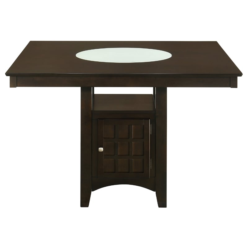 Uric Counter Height Dining Table w Wine Storage-6 Lattice Chairs-Brown