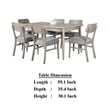 Kene 7pc Dining Table Set with 6 Padded Chairs-Solid Edge Band-Gray