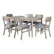 Kene 7pc Dining Table Set with 6 Padded Chairs-Solid Edge Band-Gray