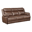 Ellen Sofa- Brown Faux Leather- Foam Cushions- Pillow Top Arms- 86 Inch