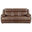 Ellen Sofa- Brown Faux Leather- Foam Cushions- Pillow Top Arms- 86 Inch