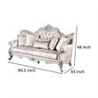Paulo 85 Inch Sofa- Off White Fabric- Carved Silver Solid Wood Frame