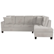 Dema 2pc Sectional Sofa Set- Chaise- 2 Pillows- Textured Beige Velvet