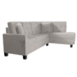 Dema 2pc Sectional Sofa Set- Chaise- 2 Pillows- Textured Beige Velvet
