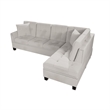 Dema 2pc Sectional Sofa Set- Chaise- 2 Pillows- Textured Beige Velvet