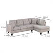 Dema 2pc Sectional Sofa Set- Chaise- 2 Pillows- Textured Beige Velvet