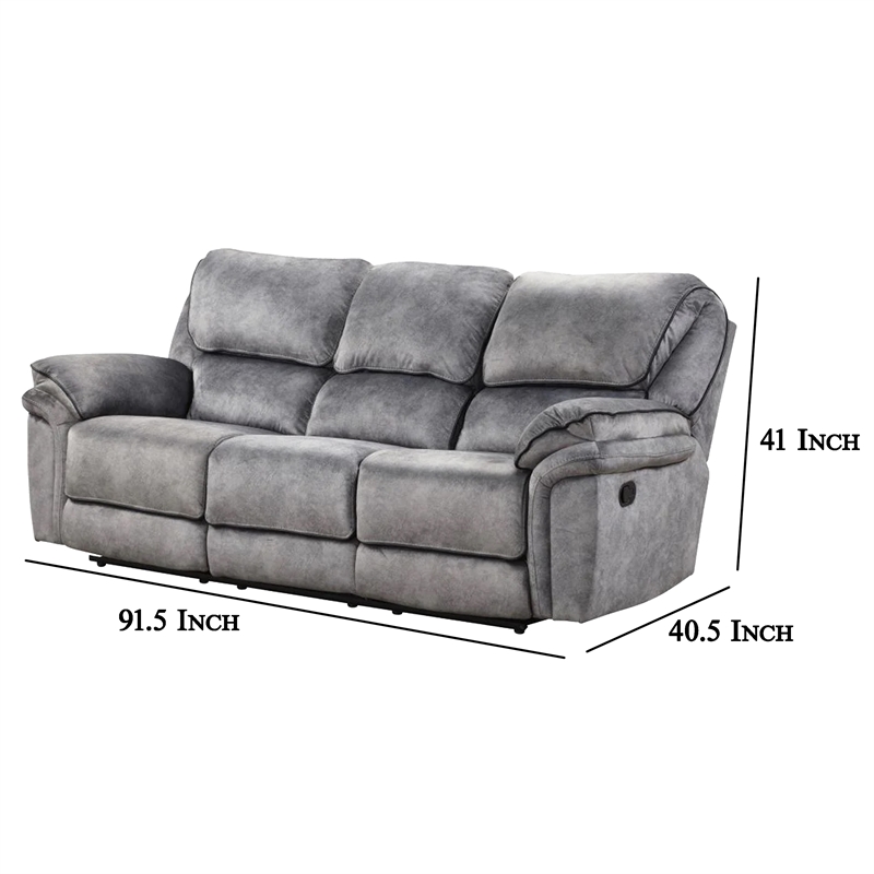 Arisa Sofa and Loveseat Manual Recliner Set- Gray Faux Leather- Drop Table