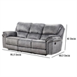 Arisa Sofa and Loveseat Manual Recliner Set- Gray Faux Leather- Drop Table
