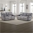 Arisa Sofa and Loveseat Manual Recliner Set- Gray Faux Leather- Drop Table