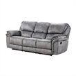 Arisa Sofa and Loveseat Manual Recliner Set- Gray Faux Leather- Drop Table