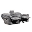 Arisa Sofa and Loveseat Manual Recliner Set- Gray Faux Leather- Drop Table