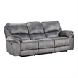 Remma Manual Recliner Sofa- Gray Faux Leather- Drop Table and Cupholders
